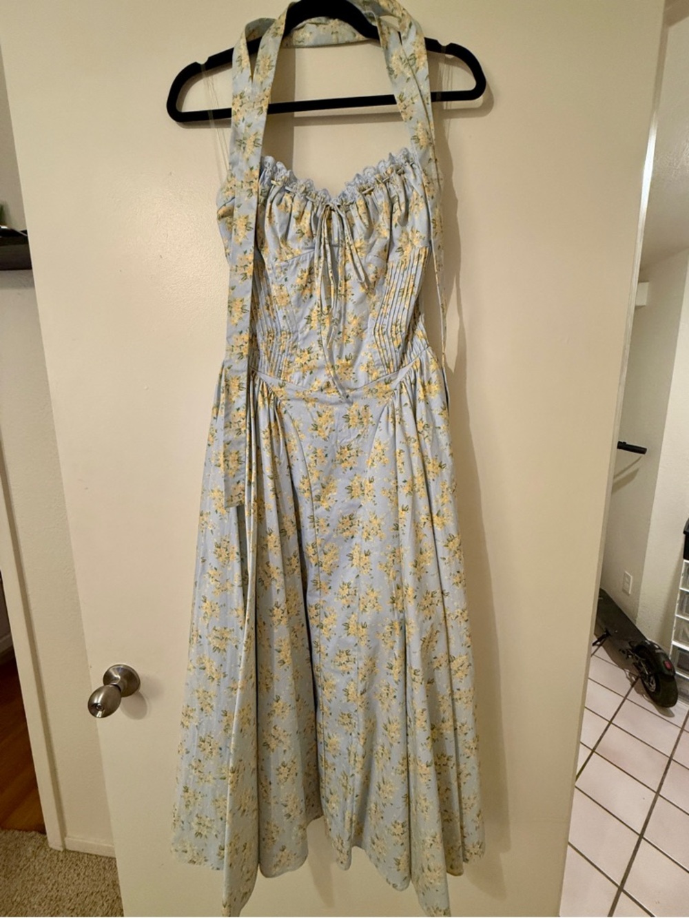 House of cb ADABELLA Blue Floral Print Cotton Halter Sundress XS bigger cup - Picture 5 of 6